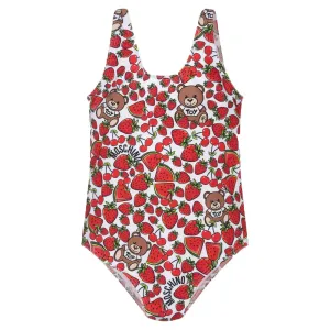 Moschino Girls Fruit Print Swimsuit Red 6Y