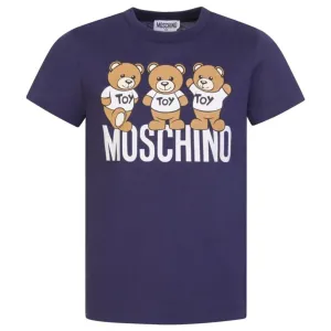 Moschino Boys Teddy Logo T-shirt in Navy 8A Blue