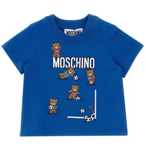 Moschino Baby Boys Football Print T-shirt Blue 6/9m Skydiver
