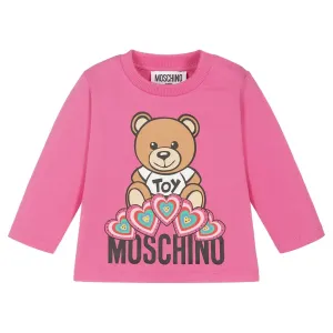 Moschino Baby Girls Heart Teddy Bear T-shirt Pink 12M