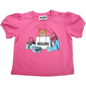 Moschino Baby Girls Teddy and Gifts Print T-shirt Pink 9M