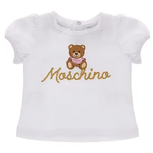 Moschino Baby Girls Teddy Bear Print T-shirt White 12/18 Optical