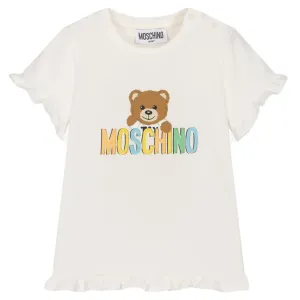 Moschino Baby Girls Teddy Print T-shirt White 18/24 Cloud