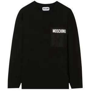 Moschino Boys Long Sleeved Logo T-shirt Black 12Y