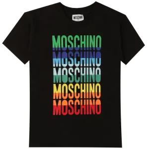 Moschino Boys Multiple Logo T-shirt Black 14Y #9918