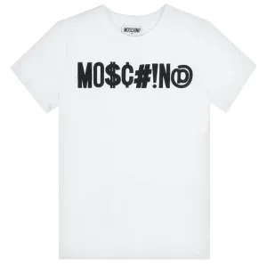 Moschino Boys Symbols Logo T-shirt White 6Y