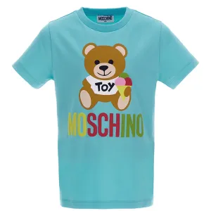 Moschino Boys Teddy Bear Logo T-shirt Blue 12A Tropical