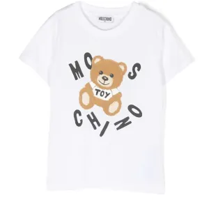 Moschino Boys Teddy Bear Logo T-shirt White 4A Optical