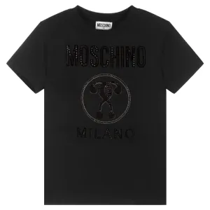 Moschino Girls Milano Diamante T-shirt Black 10Y