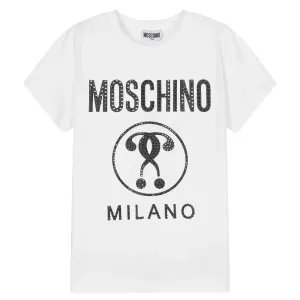 Moschino Girls Milano Diamante T-shirt White 4Y