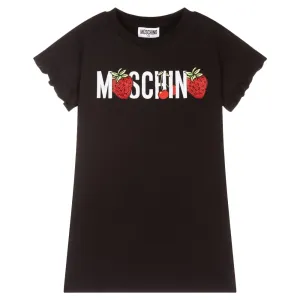 Moschino Girls Strawberry Logo T-shirt Black 8Y