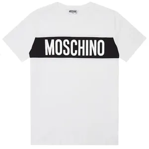 Moschino Unisex Kids Stripe Logo T-shirt White 4Y