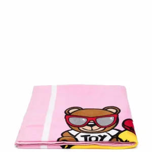 Moschino Girls Towel Teddy Bear Motif Pink ONE Size