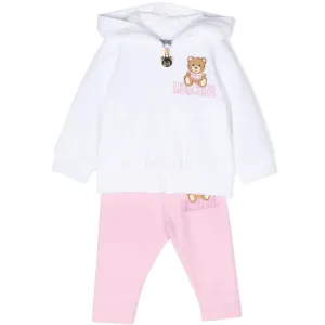 Moschino Baby Girls Hoodie & Joggers Tracksuit White 12/18 White/bonbon Pink