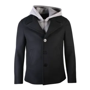 Neil Barrett Men's Layered Hooded Jacket Black/grey Black S #1084818