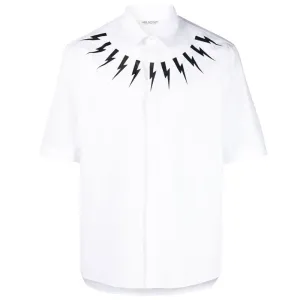 Neil Barrett Mens Bolt Half Sleeve Shirt White XXL