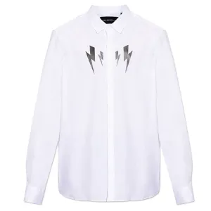 Neil Barrett Mens Mirrored Bolt Shirt White XL