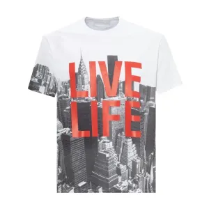 Neil Barrett Men's Live Life T-shirt White M