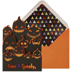 3-Fold Jack-O-Lanterns Die Cut Halloween Card