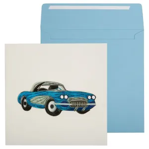 Blue Classic Car Quilling Birthday Card