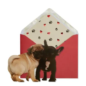 Die Cut Two Dogs (Pug & Frenchie) Anniversary Card