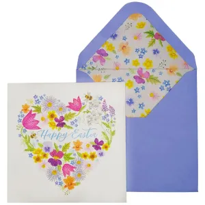 Floral Embroidery Heart Easter Card