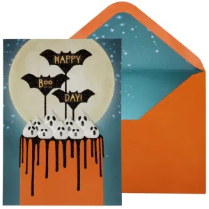 Ghost & Bat Cake Halloween Card