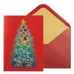 Multi Colored Gem Tree Christmas Card