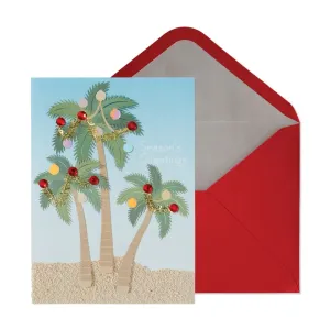 Palm Trees and Ornaments Christmas Card