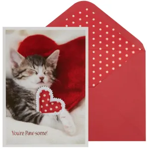 Photo Kitten And Heart Pillows Valentine's Day Card