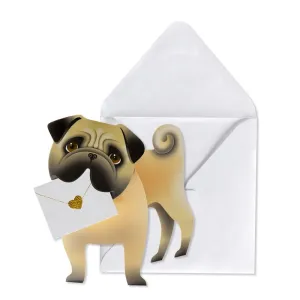 Pug with Letter Blank Card
