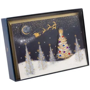 Santa Silhouette Over Landscape 8 Count Boxed Christmas Boxed Cards