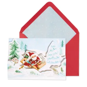 Santa Sledding Christmas Card