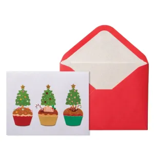 Three Tree Cupcakes Christmas Card