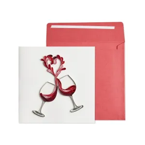 Two Wine Glasses Quilling Friendship Card