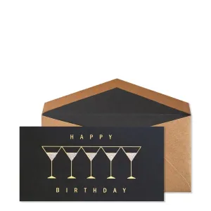 Row of Martinis on Black Birthday Card
