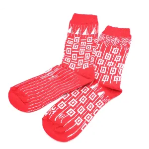 OYBO, Cortina Women's Wool Socks, red-white Größe 36-39