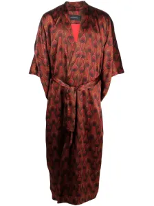 OZWALD BOATENG - Printed Silk Long Kimono