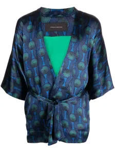 OZWALD BOATENG - Printed Silk Short Kimono #1136734