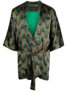 OZWALD BOATENG - Printed Silk Short Kimono #1137835
