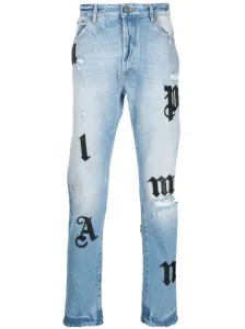 PALM ANGELS - Wash Logo Patch Denim Cotton Jeans #883450