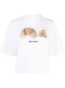 PALM ANGELS - Pa Bear Cropped Cotton T-shirt #842650
