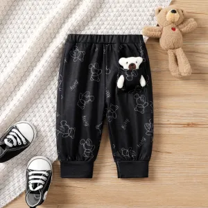 2pcs Baby Boy Animal Pattern  Medium Loose Pants #1066113