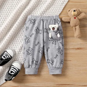 2pcs Baby Boy Animal Pattern  Medium Loose Pants #1066116