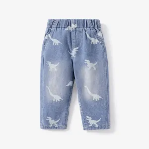 Baby Boy Childlike Animal Dinosaur Pattern Denim Jeans #1165904