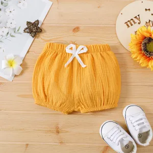 Baby Boy/Girl 100% Cotton Crepe Bow Detail Solid Shorts #825449