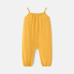 Baby Boy/Girl 100% Cotton Solid Cami Jumpsuit #834494