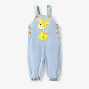 Baby Boy/Girl 95% Cotton Cartoon Giraffe Embroidered Denim Overalls #202354