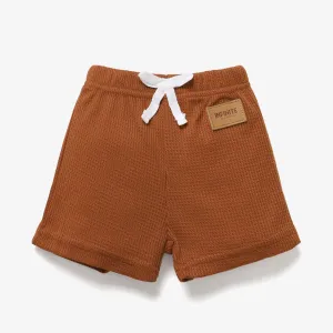 Baby Boy/Girl Badge Detail Solid Waffle Textured Shorts #908543