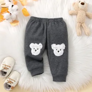 Baby Boy/Girl Bear Embroidered Waffle Pants #831249